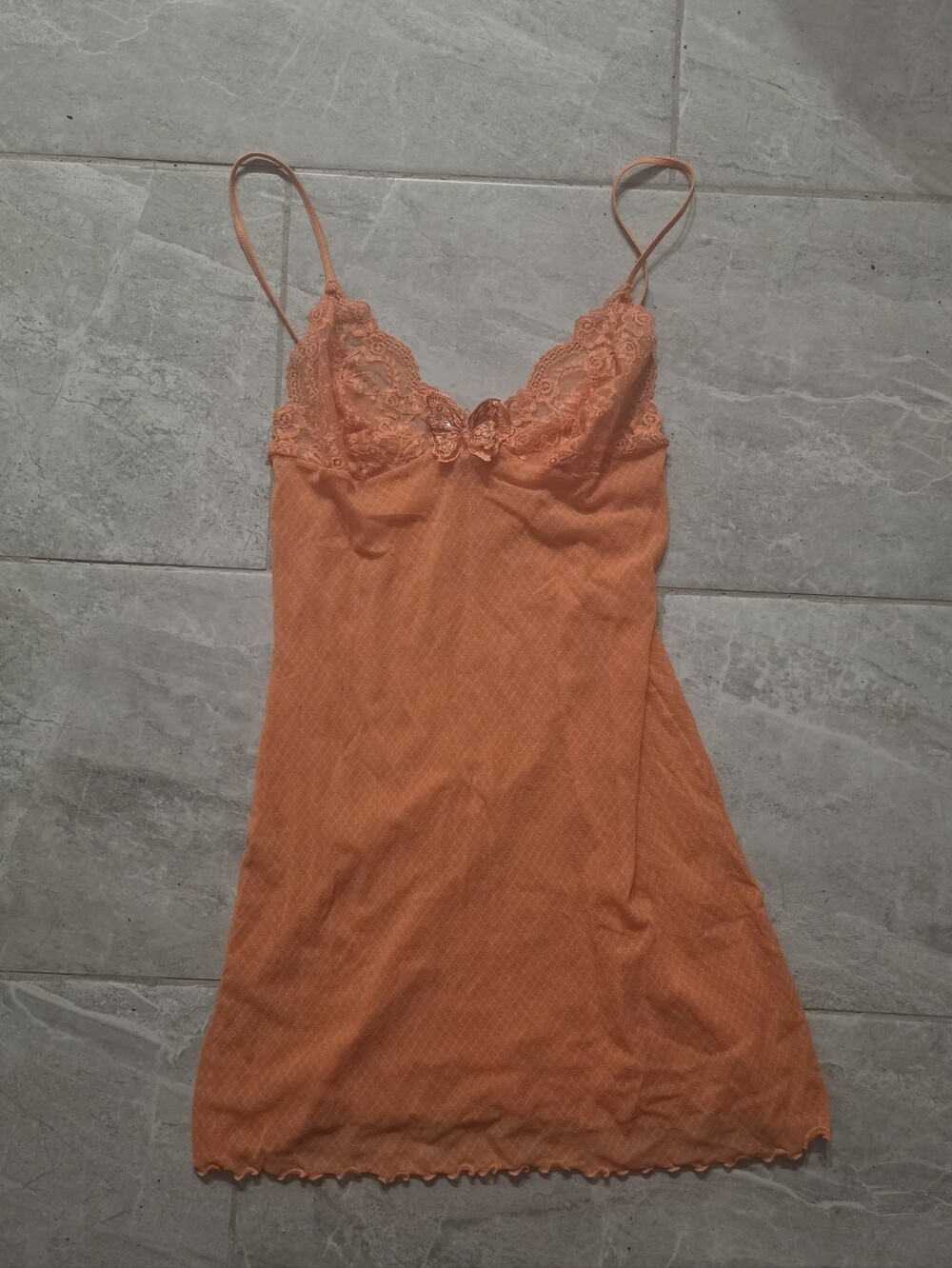 Victoria's Secret Vintage 2003 Butterfly Fairy Orange Lace Slip Dress